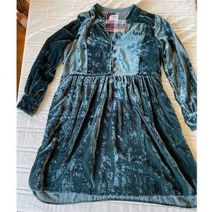 Anthropologie Holding Horses Green Velvet dress LARGE